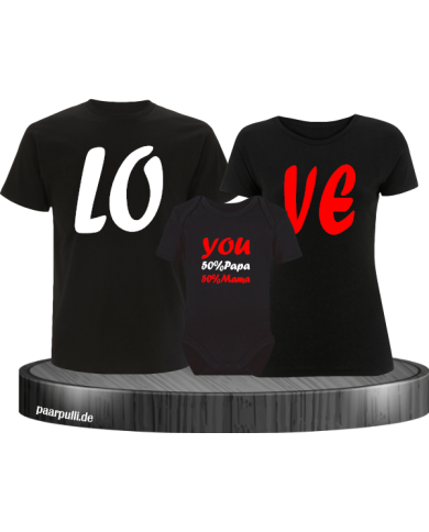 Love You Familienlook T-Shirts Schwarz Love You Familienlook T-Shirts Schwarz