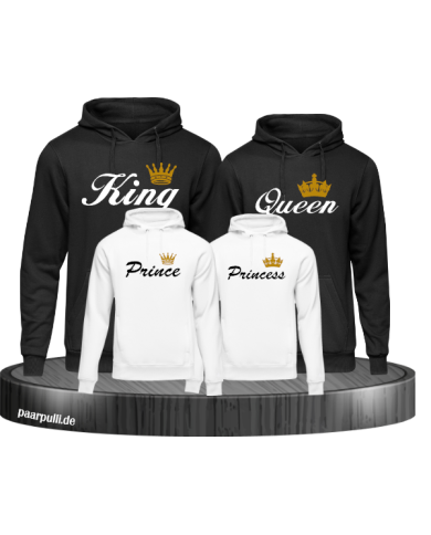 King Queen Prince Princess family set schwarz Weiß