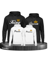 King Queen Prince Princess family set schwarz Weiß