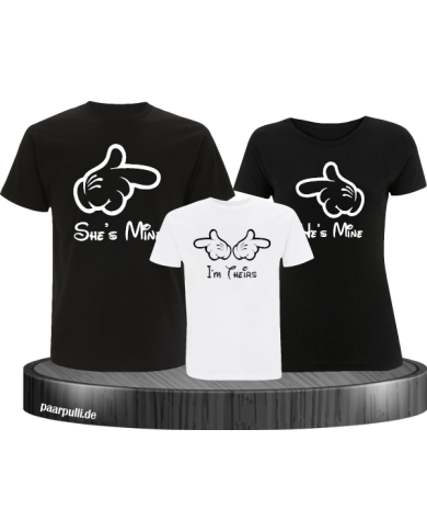 Shes Mine hes Mine im theirs Familienlook T Shirts in schwarz Weiß Shes Mine hes Mine im theirs Familienlook T Shirts in schwarz Weiß