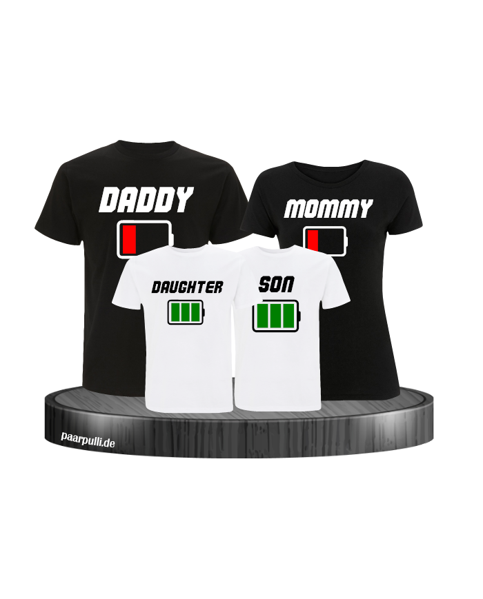Familienlook Set mit Akku Design in schwarz