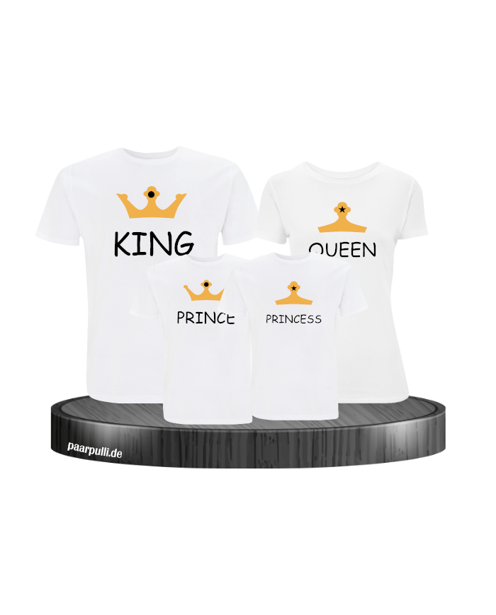 Royal Familien -Set mit King Queen Prince und princess T-Shirt Weiß
