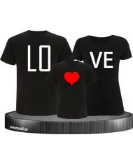 Love Familie mit Herz Familienlook T-Shirt Farbe Schwarz
