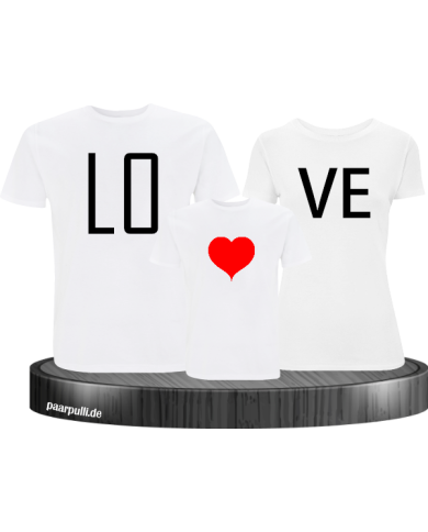 Love Familie mit Herz Familienlook T-Shirt Farbe Weiß