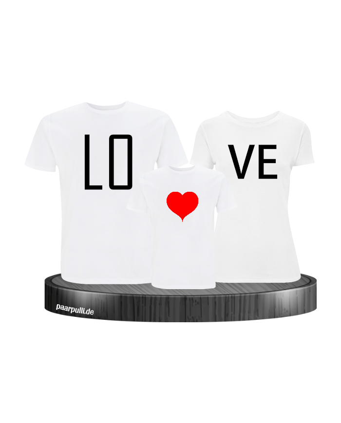 Love Familie mit Herz Familienlook T-Shirt Farbe Weiß