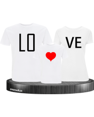 Love Familie mit Herz Familienlook T-Shirt Farbe Weiß