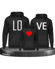 familienlook love schwarz hoodies