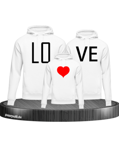 familienlook love weiß hoodies