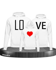 familienlook love weiß hoodies