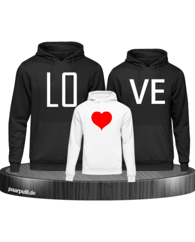 familienlook love schwarz Weiß hoodies