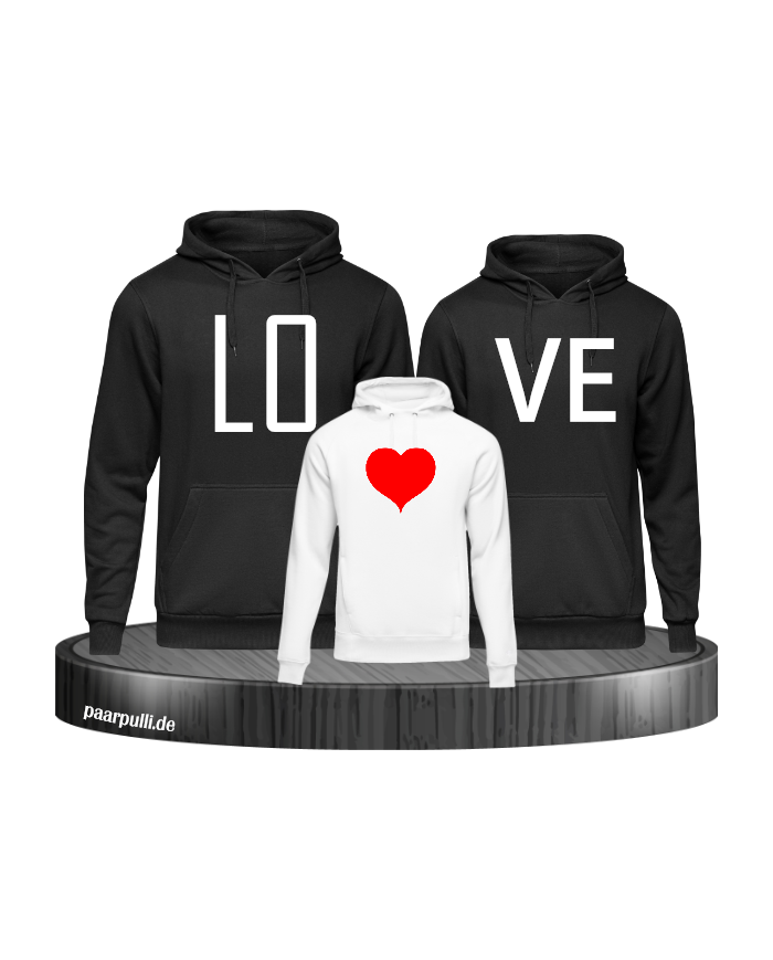 familienlook love schwarz Weiß hoodies