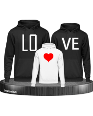 familienlook love schwarz Weiß hoodies