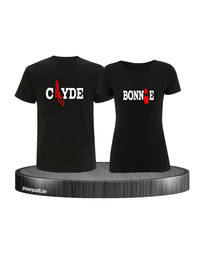 Shirts bedruckt mit Bonnie&Clyde Schwarz