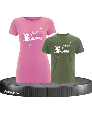Mutter und Tochter Shirt Set rosa-Khaki Mutter und Tochter Shirt Set rosa-Khaki