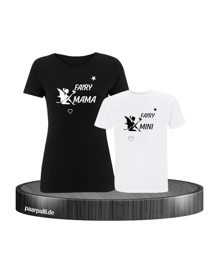 Mutter und Tochter Shirt Set Schwarz-Weiß