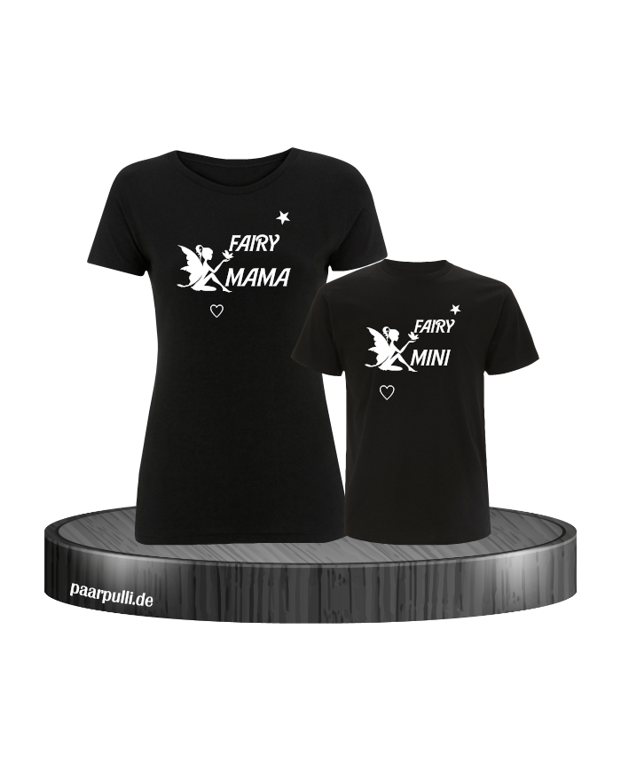 Mutter und Tochter Shirt Set Schwarz