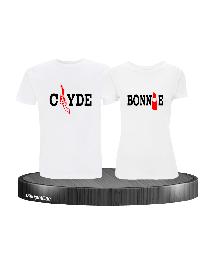 Shirts bedruckt mit Bonnie&Clyde weiß