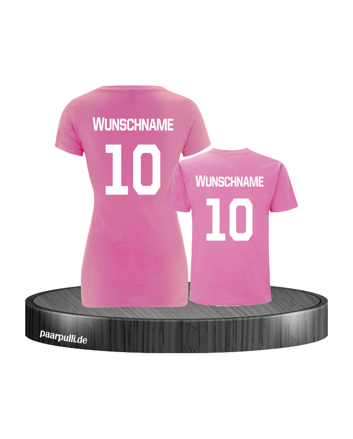 Mutter und Sohn-T-Shirt-Set mit Wunschname Rosa
