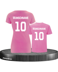 Mutter und Sohn-T-Shirt-Set mit Wunschname Rosa