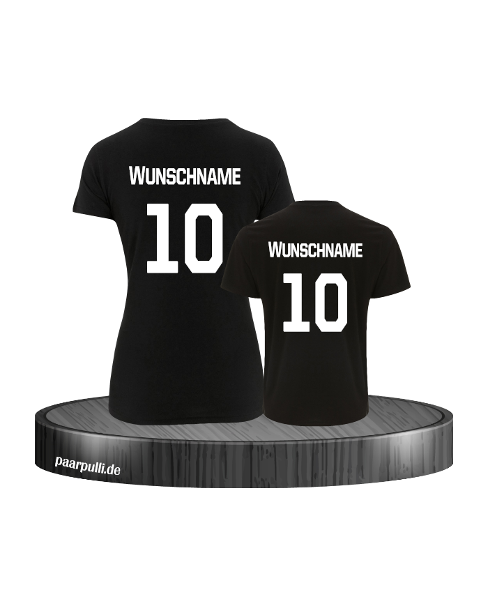 Mutter und Sohn-T-Shirt-Set mit Wunschname Schwarz