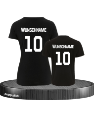 Mutter und Sohn-T-Shirt-Set mit Wunschname Schwarz
