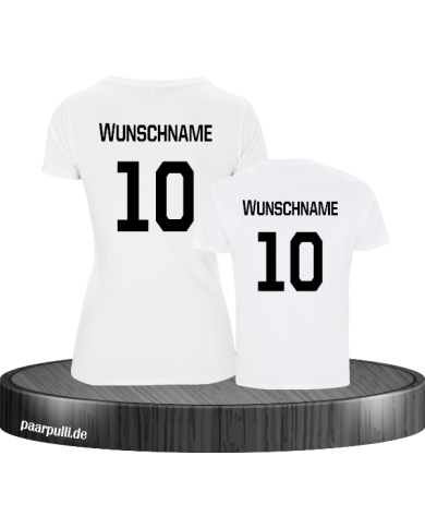 Mutter und Sohn-T-Shirt-Set mit Wunschname Weiß Mutter und Sohn-T-Shirt-Set mit Wunschname Weiß