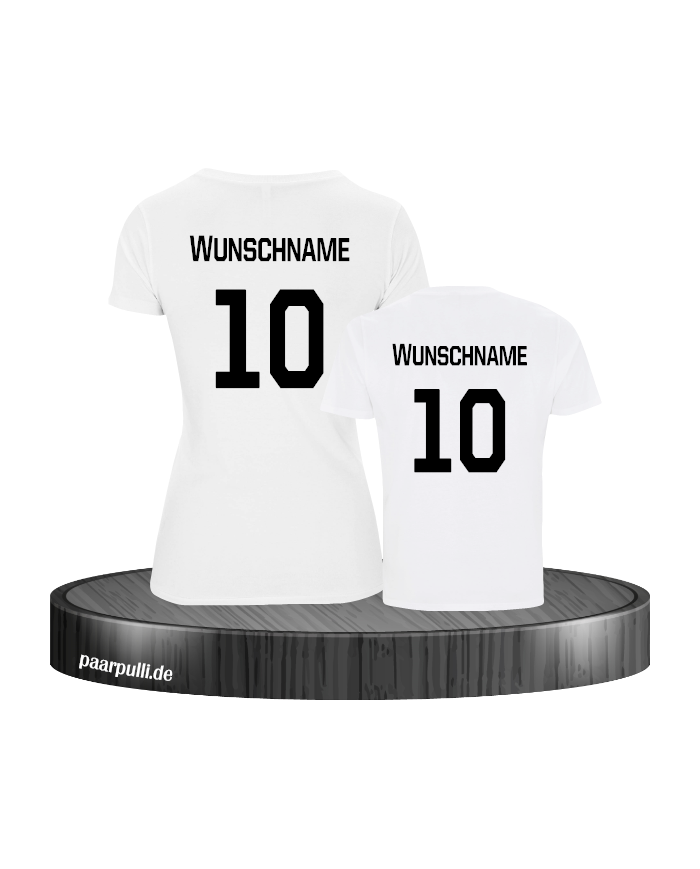 Mutter und Sohn-T-Shirt-Set mit Wunschname Weiß