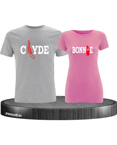Couple-Shirt-set in Grau&Rosa Bonnie&Clyde