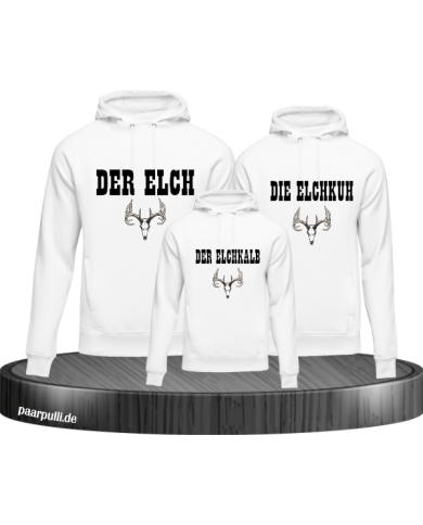 Elchfamilie Hoodie weiß Elchfamilie Hoodie weiß
