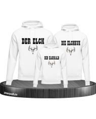 Elchfamilie Hoodie weiß