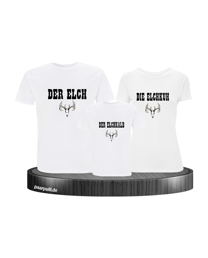 Elchfamilie Shirt weiß