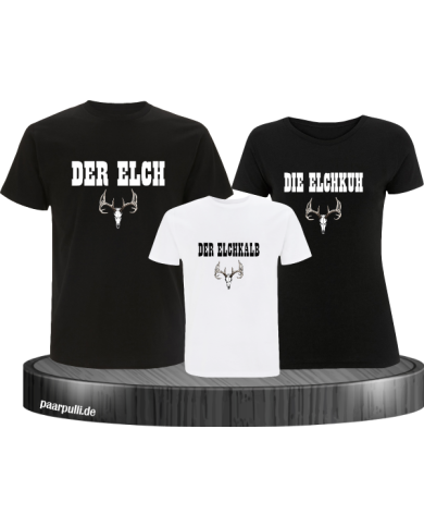 Elchfamilie Shirt schwarz-weiß Elchfamilie Shirt schwarz-weiß