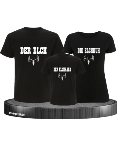 Elchfamilie Shirt schwarz Elchfamilie Shirt schwarz