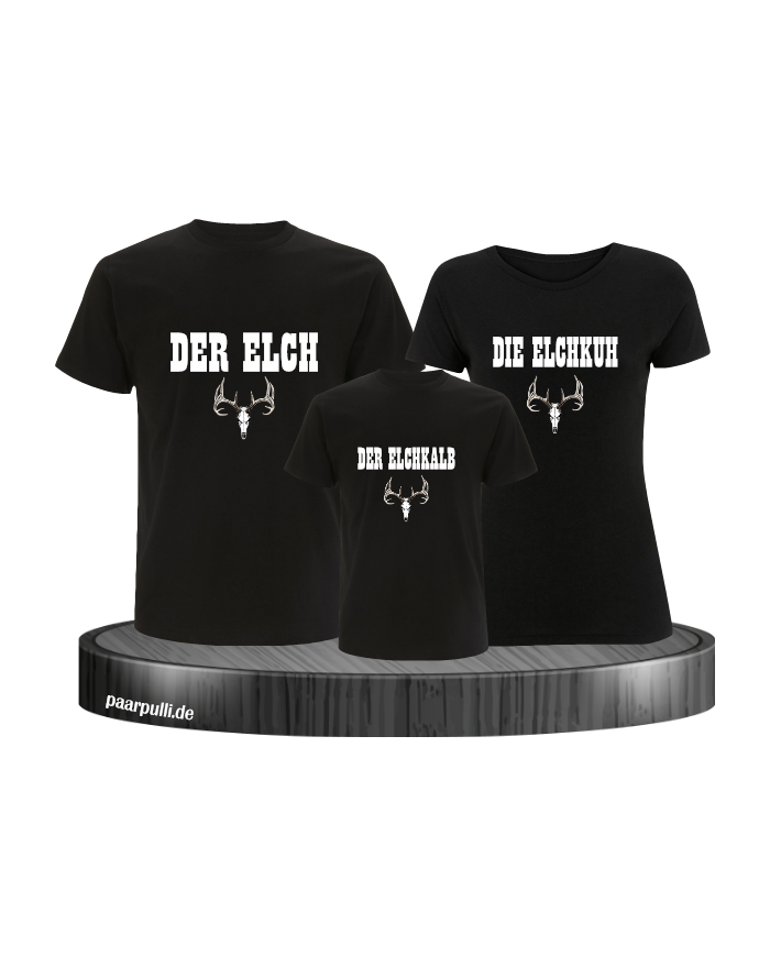 Elchfamilie Shirt schwarz