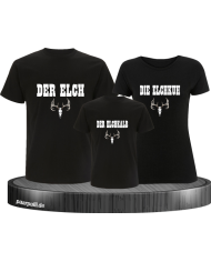 Elchfamilie Shirt schwarz