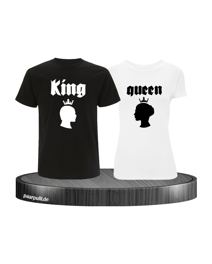 Queen and King auf weißen und schwarzen couple t shirt set Queen and King auf weißen und schwarzen couple t shirt set