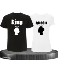 Queen and King auf weißen und schwarzen couple t shirt set