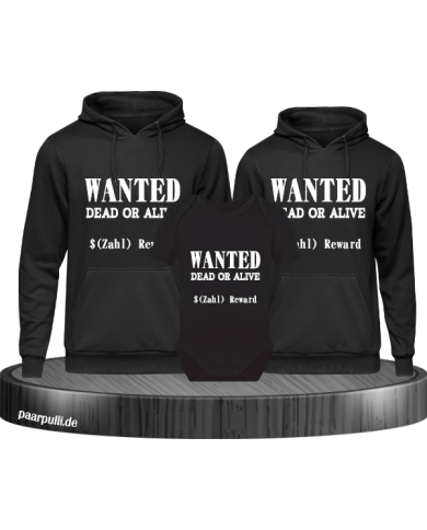 Wanted 3er Hoodies mit Baby Body Schwarz Wanted 3er Hoodies mit Baby Body Schwarz