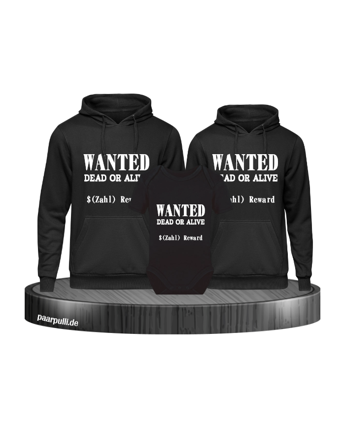 Wanted 3er Hoodies mit Baby Body Schwarz