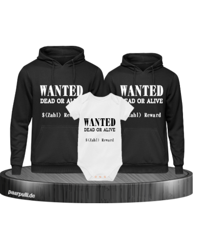 Wanted 3er Hoodies mit Baby Body Schwarz-weis Wanted 3er Hoodies mit Baby Body Schwarz-weis