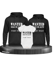 Wanted 3er Hoodies mit Baby Body Schwarz-weis