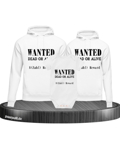 Wanted 3er Hoodies mit Baby Body weis Wanted 3er Hoodies mit Baby Body weis
