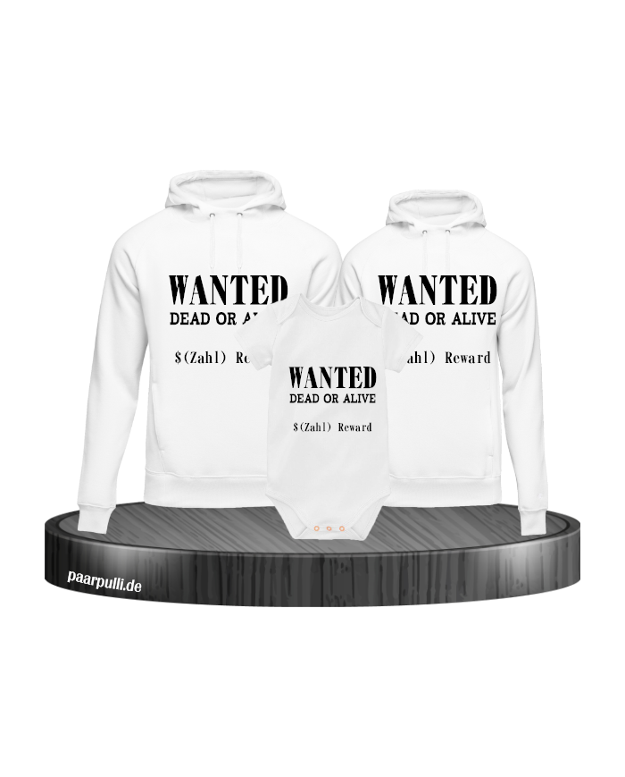Wanted 3er Hoodies mit Baby Body weis