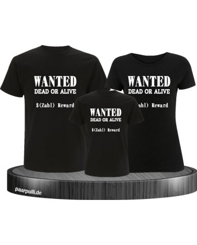 Wanted 3er Familienset T-Shirts Schwarz Wanted 3er Familienset T-Shirts Schwarz