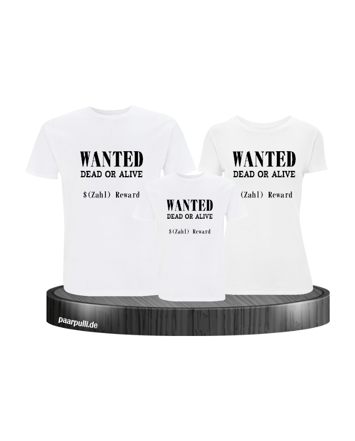 Wanted 3er Familienset T-Shirts Weis