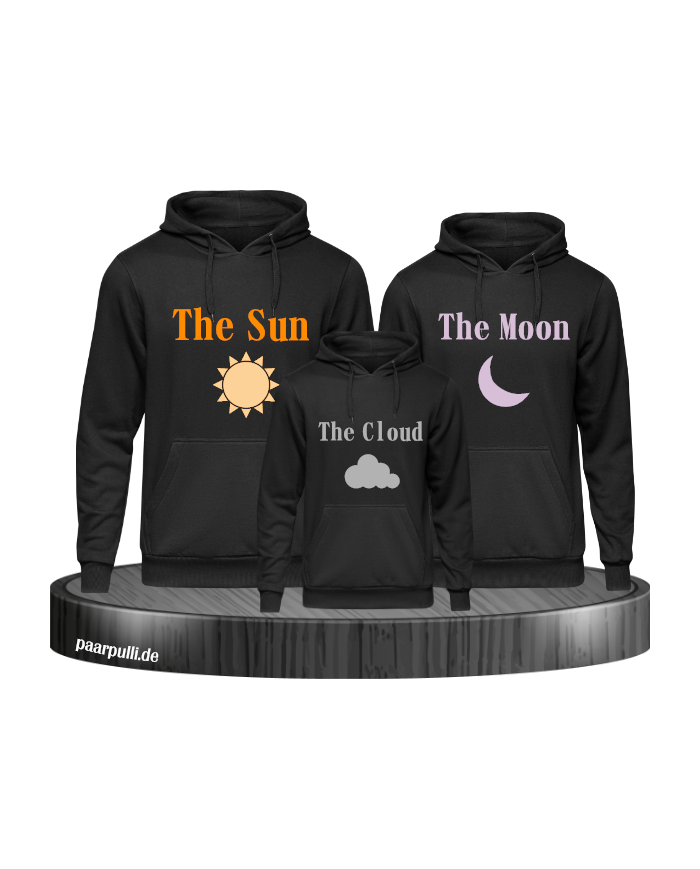 Wetter Familienlook 3er Hoodies Schwarz