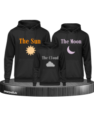 Wetter Familienlook 3er Hoodies Schwarz