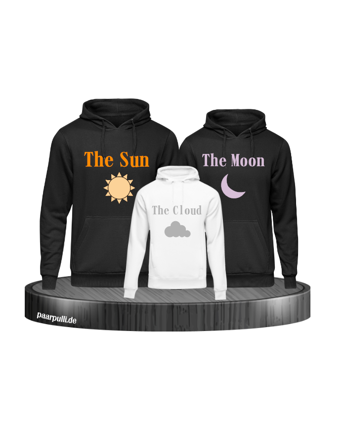 Wetter Familienlook 3er Hoodies Schwarz-Weis