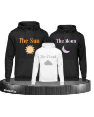 Wetter Familienlook 3er Hoodies Schwarz-Weis