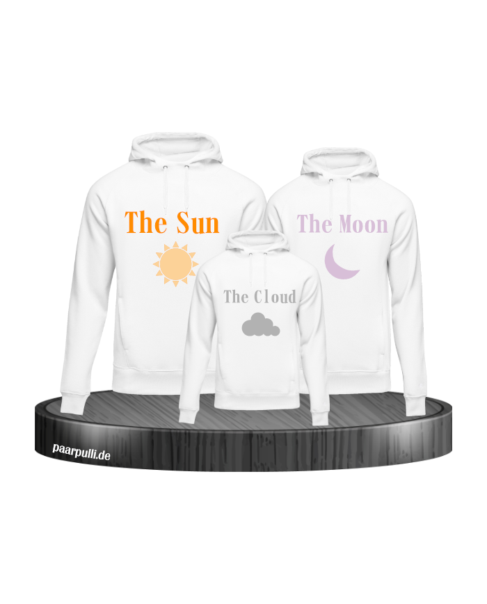 Wetter Familienlook 3er Hoodies Weis